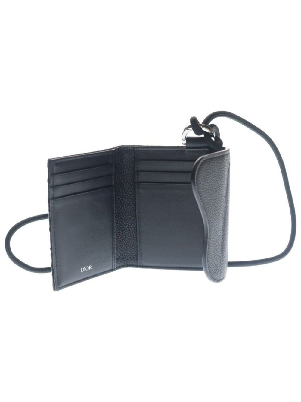 Dior Saddle Oblique Black Pattern Flap Card Case with Neck Strap Mini Shoulder - Picture 4 of 6